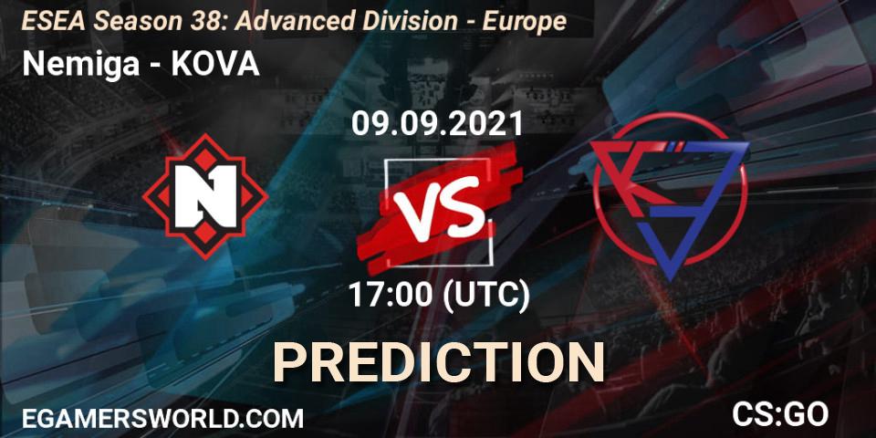 Prognose für das Spiel Nemiga VS KOVA. 09.09.2021 at 17:00. Counter-Strike (CS2) - ESEA Season 38: Advanced Division - Europe