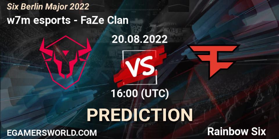 Prognose für das Spiel w7m esports VS FaZe Clan. 20.08.22. Rainbow Six - Six Berlin Major 2022