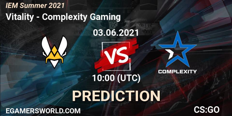 Prognose für das Spiel Vitality VS Complexity Gaming. 03.06.21. CS2 (CS:GO) - IEM Summer 2021