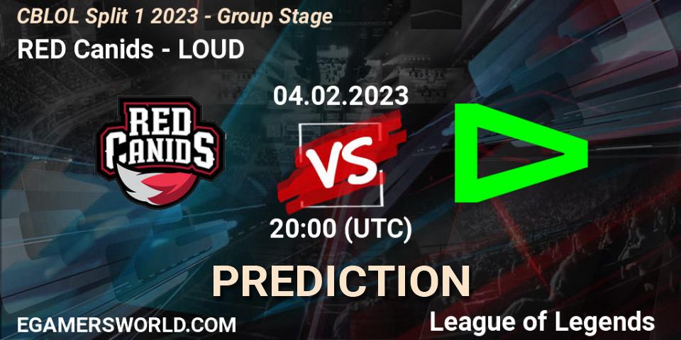 Prognose für das Spiel RED Canids VS LOUD. 04.02.23. LoL - CBLOL Split 1 2023 - Group Stage