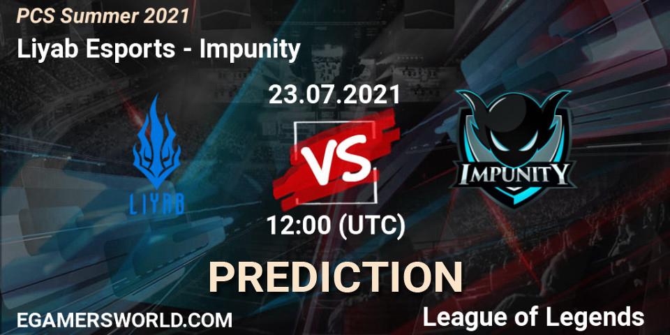 Prognose für das Spiel Liyab Esports VS Impunity. 23.07.2021 at 12:30. LoL - PCS Summer 2021