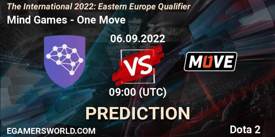 Prognose für das Spiel Mind Games VS One Move. 06.09.2022 at 09:29. Dota 2 - The International 2022: Eastern Europe Qualifier