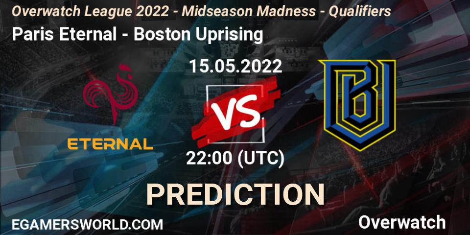 Prognose für das Spiel Paris Eternal VS Boston Uprising. 26.06.22. Overwatch - Overwatch League 2022 - Midseason Madness - Qualifiers