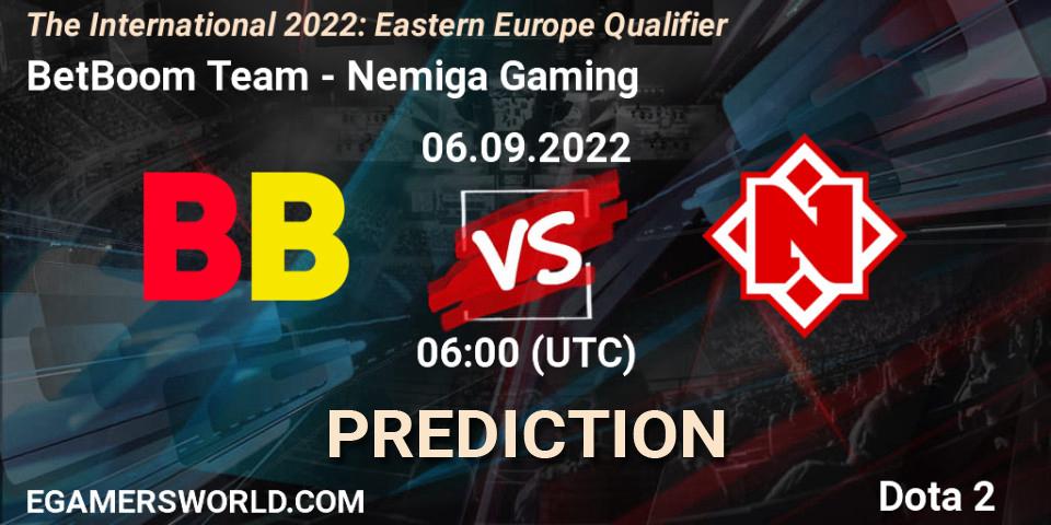 Prognose für das Spiel BetBoom Team VS Nemiga Gaming. 06.09.22. Dota 2 - The International 2022: Eastern Europe Qualifier
