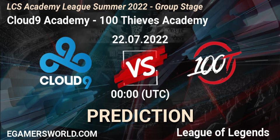 Prognose für das Spiel Cloud9 Academy VS 100 Thieves Academy. 22.07.22. LoL - LCS Academy League Summer 2022 - Group Stage
