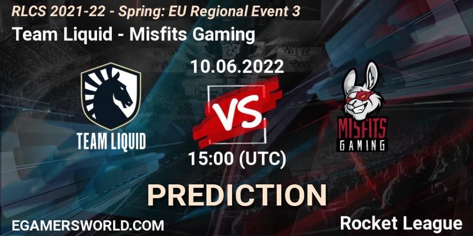 Prognose für das Spiel Team Liquid VS Misfits Gaming. 10.06.2022 at 15:00. Rocket League - RLCS 2021-22 - Spring: EU Regional Event 3