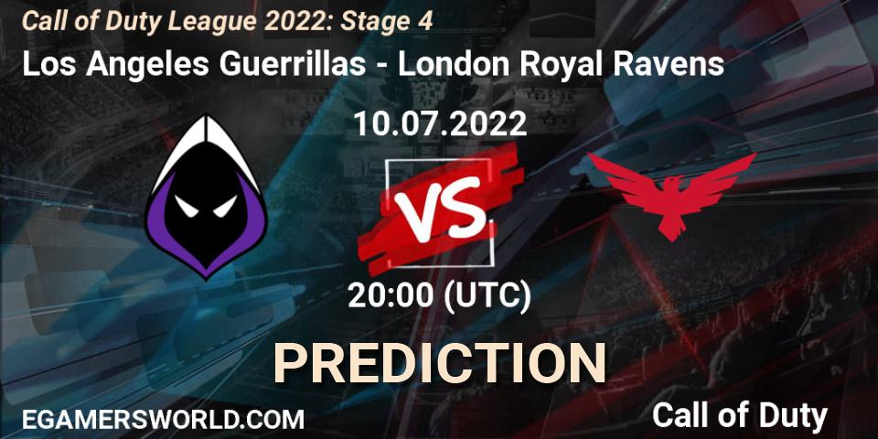 Prognose für das Spiel Los Angeles Guerrillas VS London Royal Ravens. 10.07.2022 at 20:00. Call of Duty - Call of Duty League 2022: Stage 4