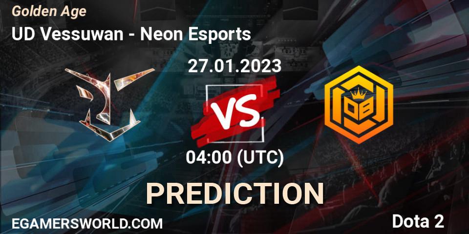 Prognose für das Spiel UD Vessuwan VS Neon Esports. 27.01.23. Dota 2 - Golden Age