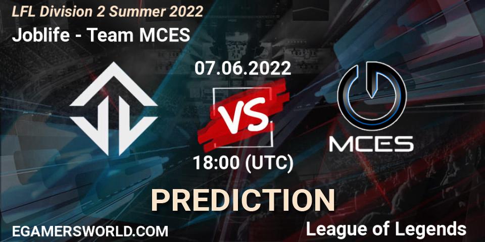 Prognose für das Spiel Joblife VS Team MCES. 07.06.2022 at 16:00. LoL - LFL Division 2 Summer 2022
