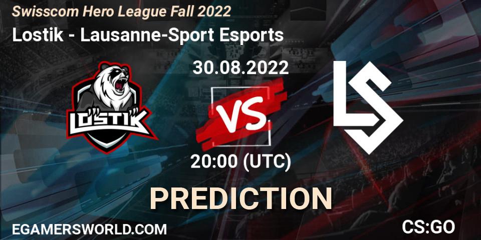 Prognose für das Spiel Lostik VS Lausanne-Sport Esports. 30.08.2022 at 20:00. Counter-Strike (CS2) - Swisscom Hero League Fall 2022