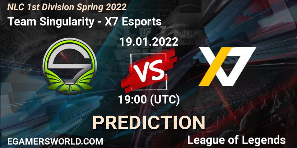 Prognose für das Spiel Team Singularity VS X7 Esports. 19.01.2022 at 19:00. LoL - NLC 1st Division Spring 2022