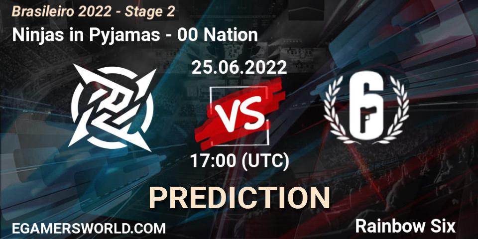 Prognose für das Spiel Ninjas in Pyjamas VS 00 Nation. 25.06.2022 at 17:00. Rainbow Six - Brasileirão 2022 - Stage 2