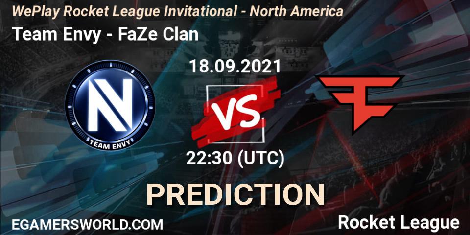 Prognose für das Spiel Team Envy VS FaZe Clan. 18.09.2021 at 22:30. Rocket League - WePlay Rocket League Invitational - North America