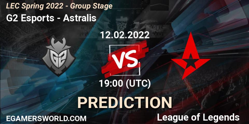 Prognose für das Spiel G2 Esports VS Astralis. 12.02.2022 at 19:00. LoL - LEC Spring 2022 - Group Stage