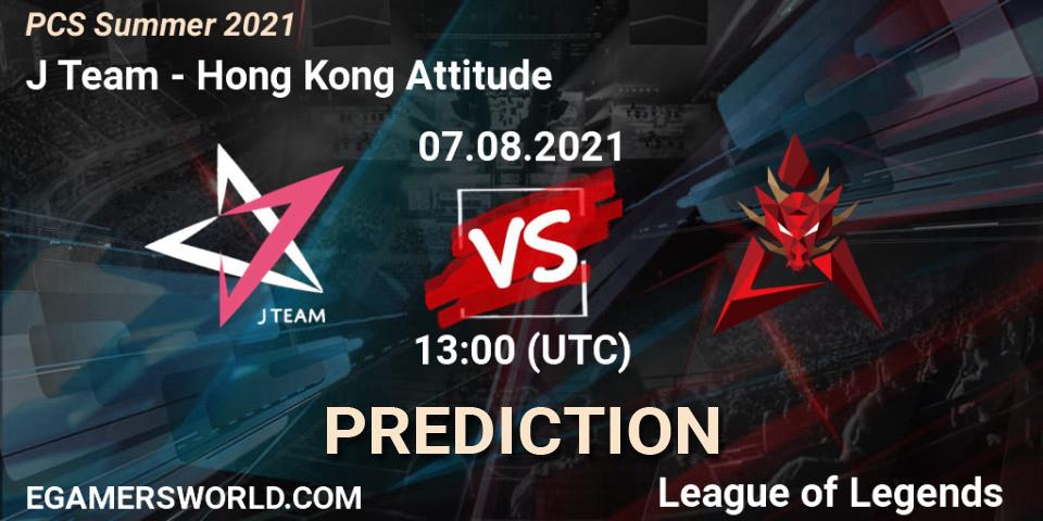 Prognose für das Spiel J Team VS Hong Kong Attitude. 07.08.21. LoL - PCS Summer 2021
