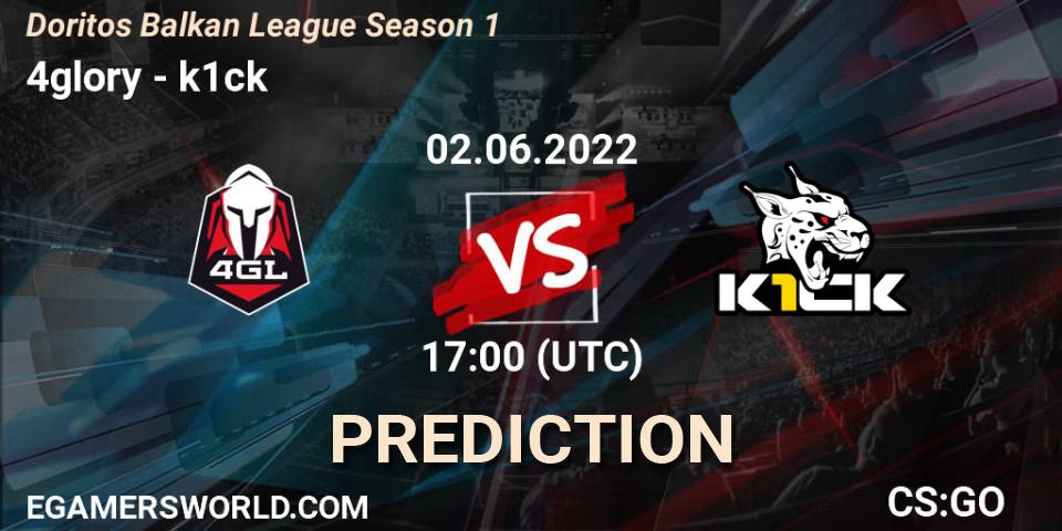 Prognose für das Spiel 4glory VS k1ck. 02.06.22. CS2 (CS:GO) - Doritos Balkan League Season 1