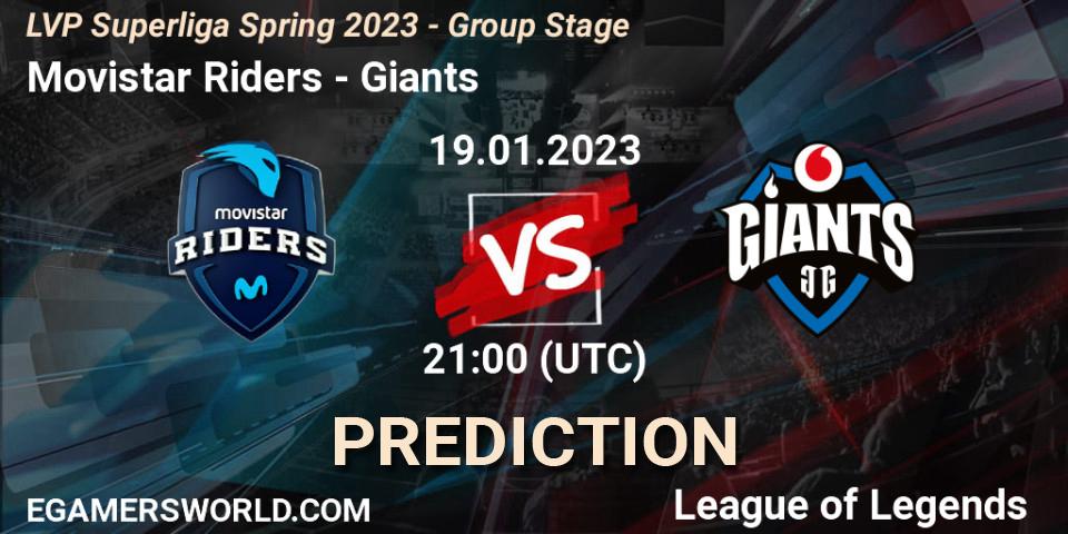 Prognose für das Spiel Movistar Riders VS Giants. 19.01.2023 at 21:00. LoL - LVP Superliga Spring 2023 - Group Stage