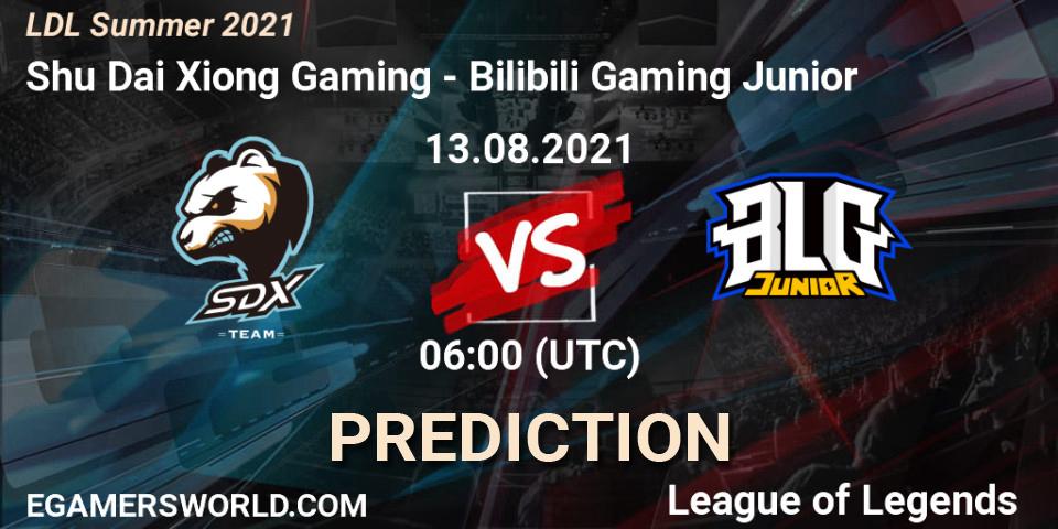 Prognose für das Spiel Shu Dai Xiong Gaming VS Bilibili Gaming Junior. 13.08.2021 at 06:00. LoL - LDL Summer 2021