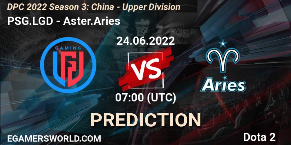Prognose für das Spiel PSG.LGD VS Aster.Aries. 24.06.2022 at 08:00. Dota 2 - DPC 2021/2022 China Tour 3: Division I
