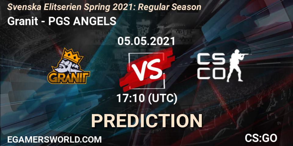 Prognose für das Spiel Granit VS PGS ANGELS. 06.05.2021 at 17:10. Counter-Strike (CS2) - Svenska Elitserien Spring 2021: Regular Season