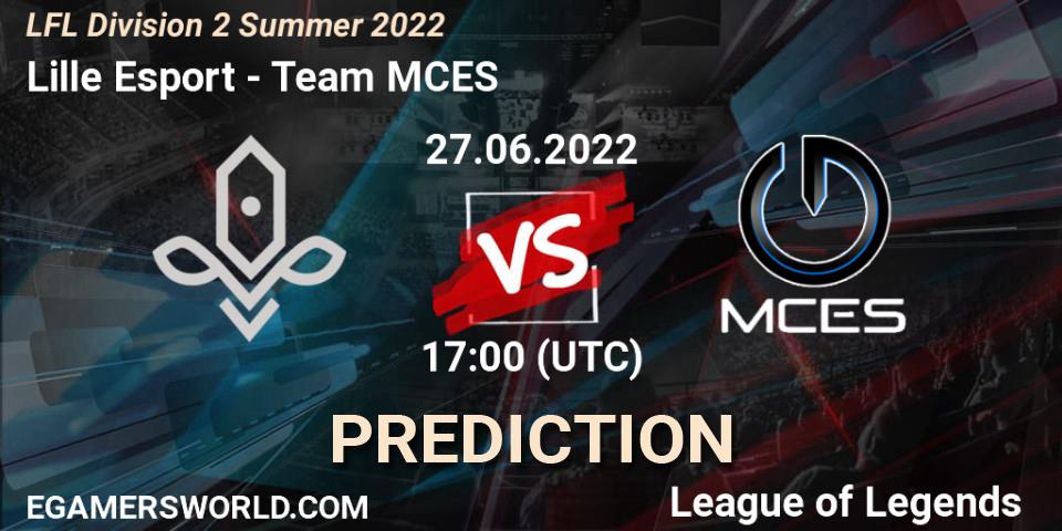 Prognose für das Spiel Lille Esport VS Team MCES. 27.06.2022 at 17:00. LoL - LFL Division 2 Summer 2022