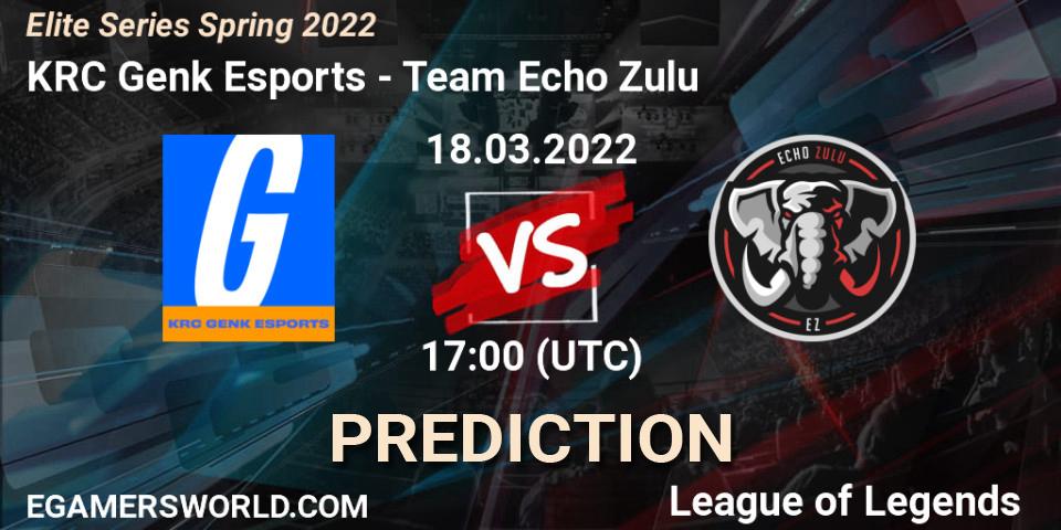 Prognose für das Spiel KRC Genk Esports VS Team Echo Zulu. 18.03.2022 at 17:00. LoL - Elite Series Spring 2022