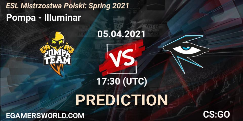 Prognose für das Spiel Pompa VS Illuminar. 06.04.2021 at 20:00. Counter-Strike (CS2) - ESL Mistrzostwa Polski: Spring 2021