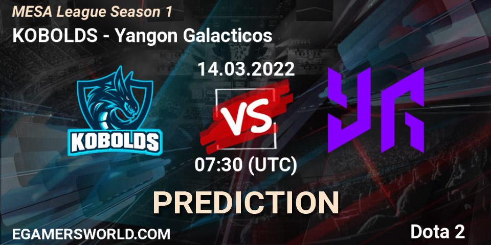 Prognose für das Spiel KOBOLDS VS Yangon Galacticos. 14.03.2022 at 07:26. Dota 2 - MESA League Season 1