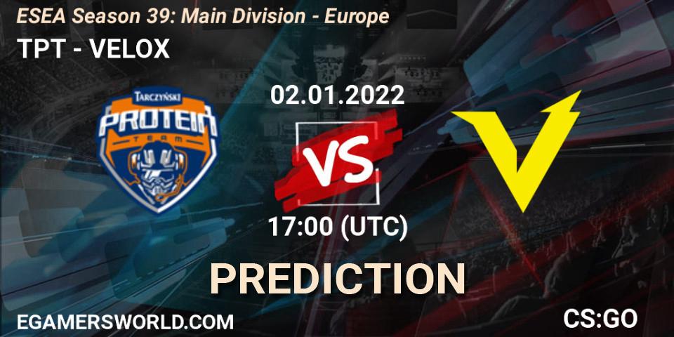 Prognose für das Spiel Tarczyński Protein Team VS VELOX. 02.01.2022 at 17:00. Counter-Strike (CS2) - ESEA Season 39: Main Division - Europe