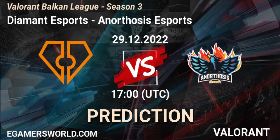 Prognose für das Spiel Diamant Esports VS Anorthosis Esports. 29.12.2022 at 17:00. VALORANT - Valorant Balkan League - Season 3