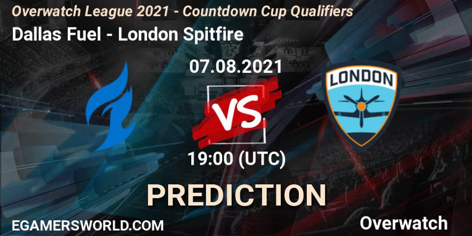 Prognose für das Spiel Dallas Fuel VS London Spitfire. 07.08.21. Overwatch - Overwatch League 2021 - Countdown Cup Qualifiers