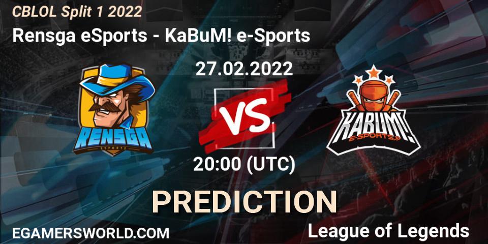 Prognose für das Spiel Rensga eSports VS KaBuM! e-Sports. 27.02.2022 at 20:20. LoL - CBLOL Split 1 2022
