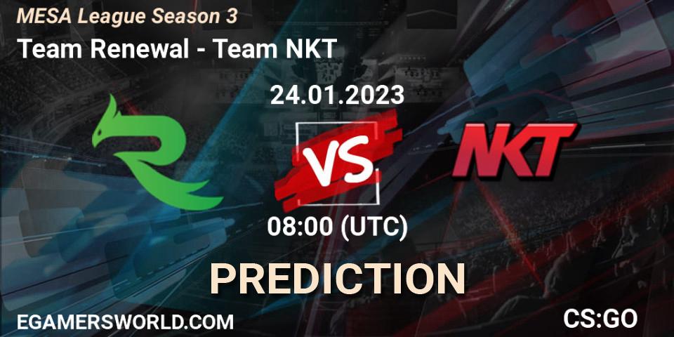 Prognose für das Spiel Team Renewal VS Team NKT. 25.01.2023 at 06:30. Counter-Strike (CS2) - MESA League Season 3
