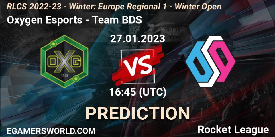 Prognose für das Spiel Oxygen Esports VS Team BDS. 27.01.2023 at 16:45. Rocket League - RLCS 2022-23 - Winter: Europe Regional 1 - Winter Open