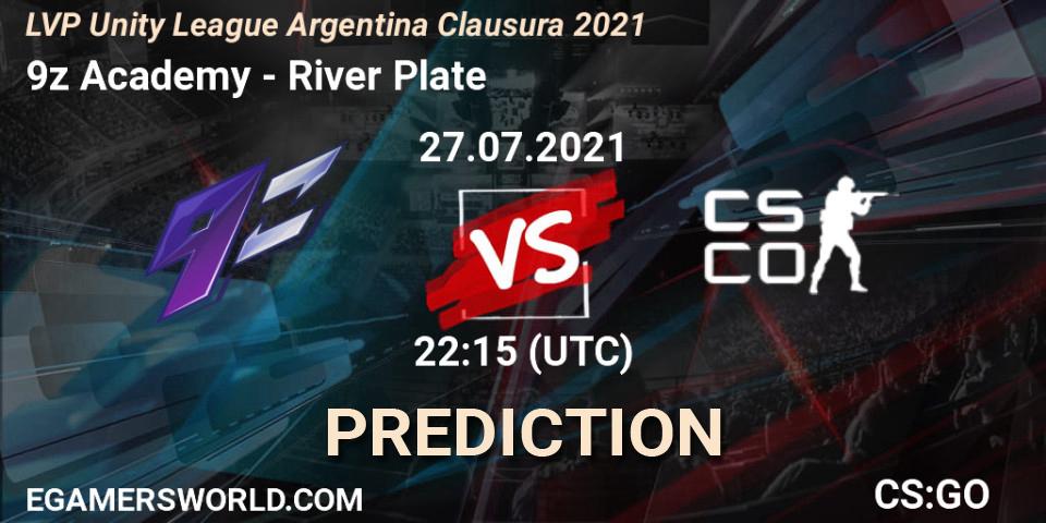 Prognose für das Spiel 9z Academy VS River Plate. 27.07.2021 at 22:15. Counter-Strike (CS2) - LVP Unity League Argentina Clausura 2021
