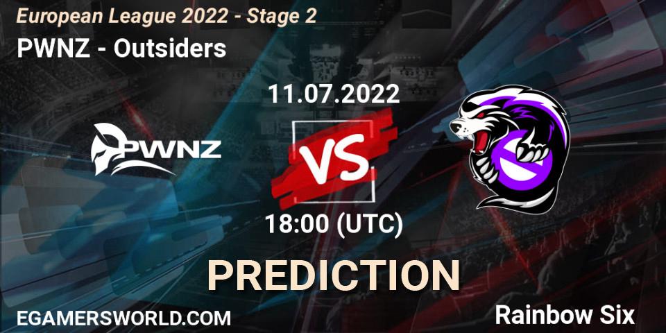 Prognose für das Spiel PWNZ VS Outsiders. 11.07.22. Rainbow Six - European League 2022 - Stage 2