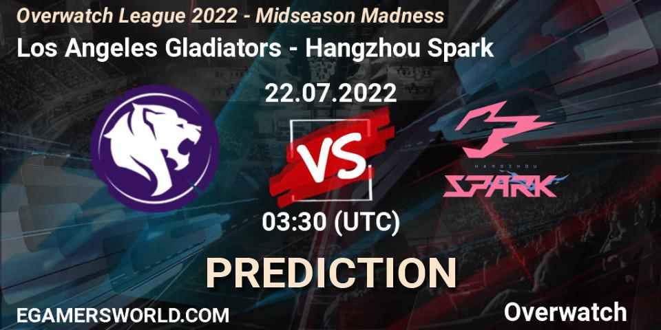 Prognose für das Spiel Los Angeles Gladiators VS Hangzhou Spark. 22.07.22. Overwatch - Overwatch League 2022 - Midseason Madness