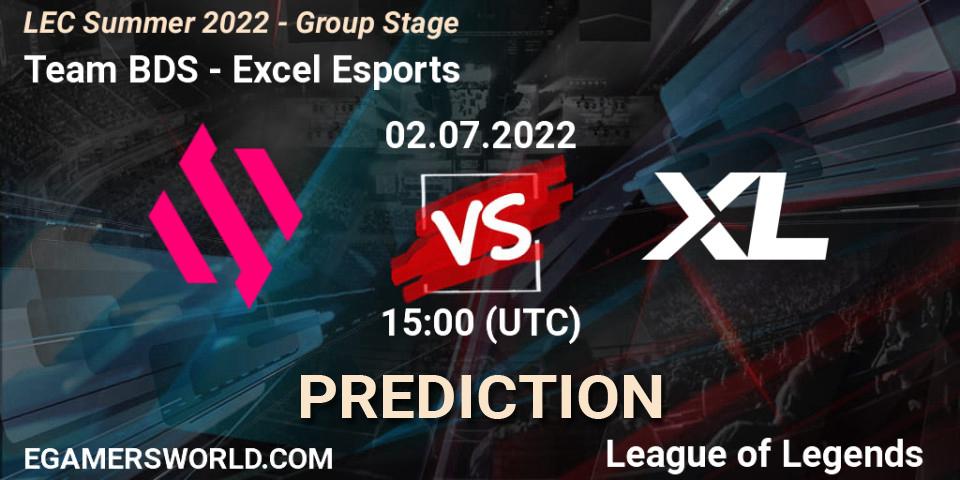 Prognose für das Spiel Team BDS VS Excel Esports. 02.07.22. LoL - LEC Summer 2022 - Group Stage
