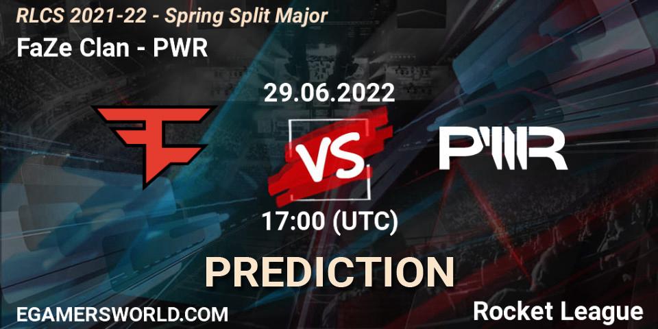 Prognose für das Spiel FaZe Clan VS PWR. 29.06.22. Rocket League - RLCS 2021-22 - Spring Split Major