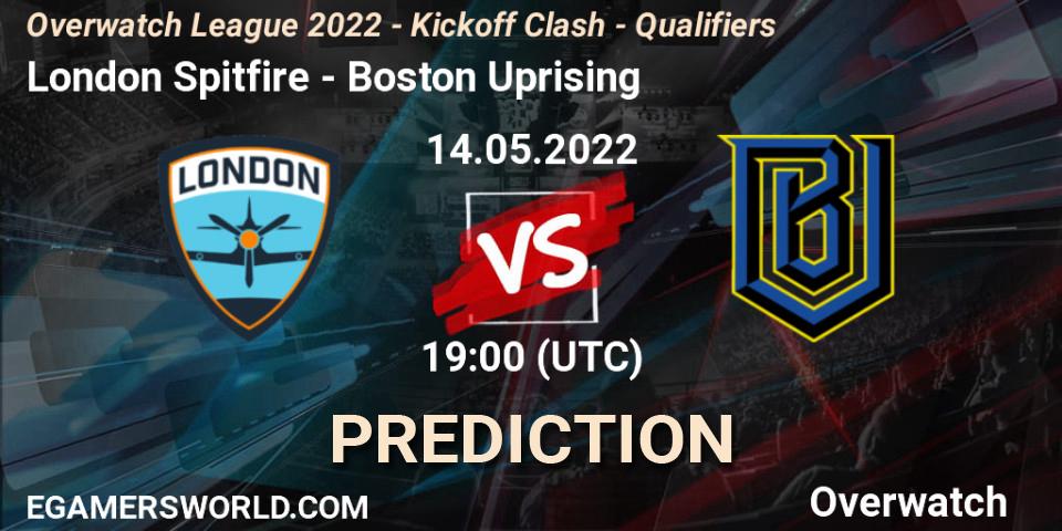 Prognose für das Spiel London Spitfire VS Boston Uprising. 14.05.22. Overwatch - Overwatch League 2022 - Kickoff Clash - Qualifiers