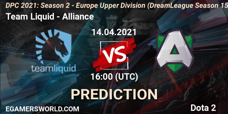 Prognose für das Spiel Team Liquid VS Alliance. 14.04.21. Dota 2 - DPC 2021: Season 2 - Europe Upper Division (DreamLeague Season 15)