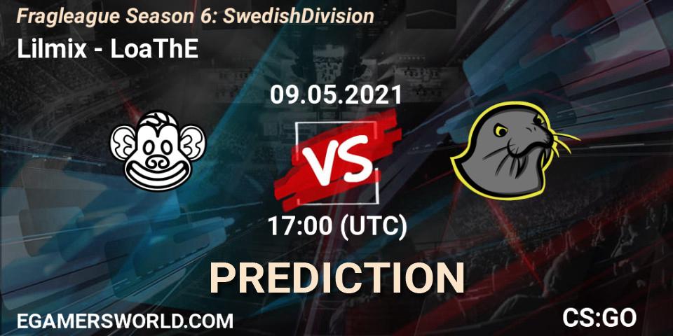 Prognose für das Spiel Lilmix VS LoaThE. 10.05.2021 at 17:00. Counter-Strike (CS2) - Fragleague Season 6: Swedish Division