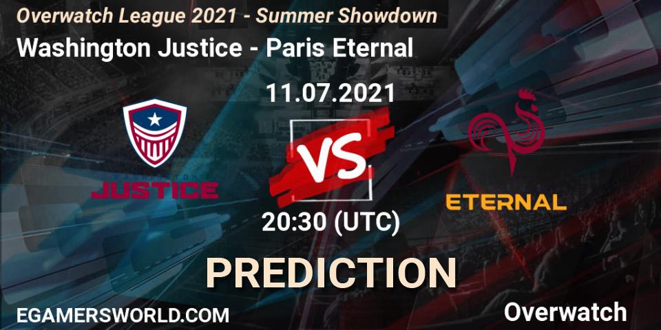 Prognose für das Spiel Washington Justice VS Paris Eternal. 11.07.21. Overwatch - Overwatch League 2021 - Summer Showdown