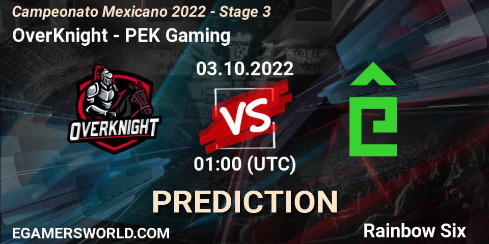 Prognose für das Spiel OverKnight VS PÊEK Gaming. 03.10.2022 at 01:00. Rainbow Six - Campeonato Mexicano 2022 - Stage 3