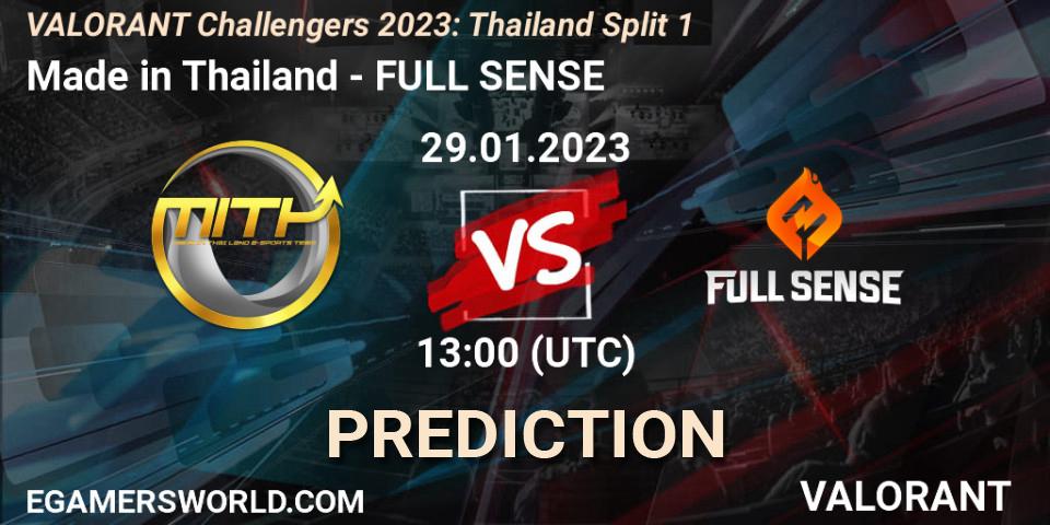 Prognose für das Spiel Made in Thailand VS FULL SENSE. 29.01.23. VALORANT - VALORANT Challengers 2023: Thailand Split 1