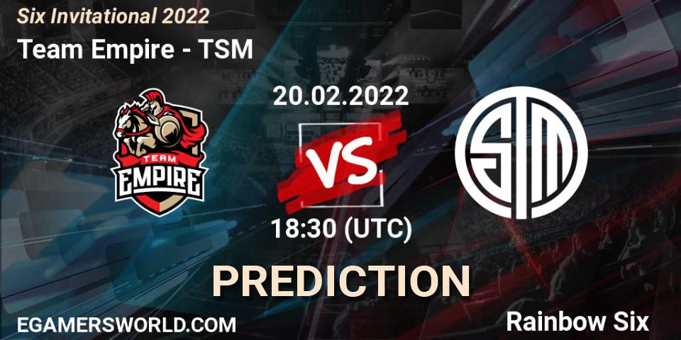 Prognose für das Spiel Team Empire VS TSM. 20.02.22. Rainbow Six - Six Invitational 2022
