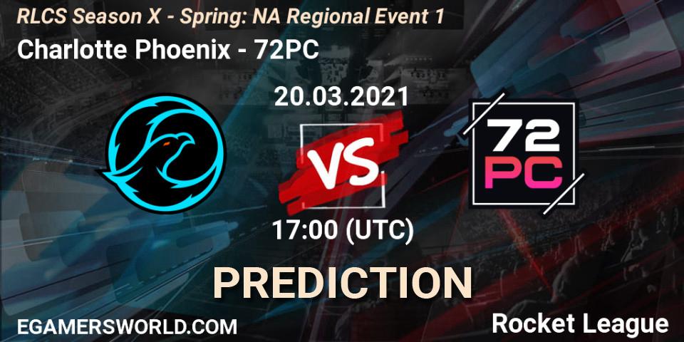 Prognose für das Spiel Charlotte Phoenix VS 72PC. 20.03.21. Rocket League - RLCS Season X - Spring: NA Regional Event 1