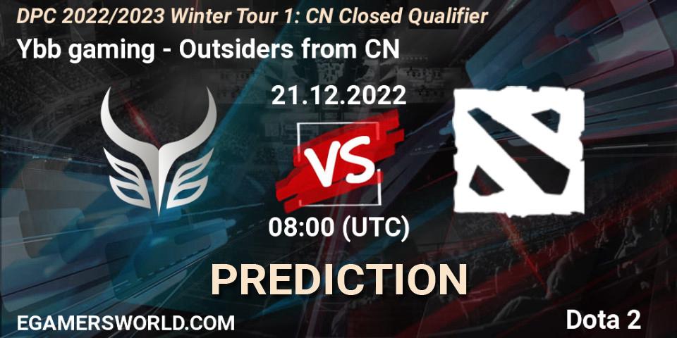 Prognose für das Spiel Ybb gaming VS Outsiders from CN. 21.12.22. Dota 2 - DPC 2022/2023 Winter Tour 1: CN Closed Qualifier