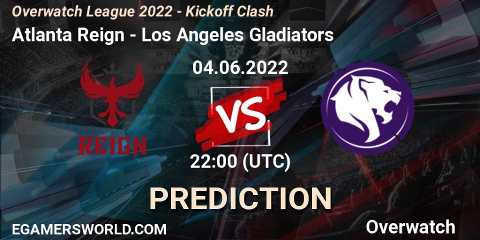 Prognose für das Spiel Atlanta Reign VS Los Angeles Gladiators. 04.06.22. Overwatch - Overwatch League 2022 - Kickoff Clash