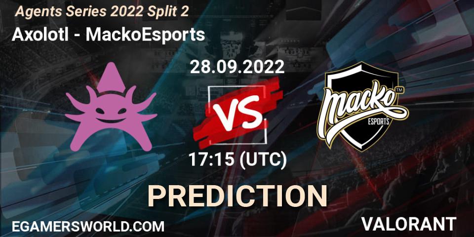 Prognose für das Spiel Axolotl VS MackoEsports. 28.09.22. VALORANT - Agents Series 2022 Split 2